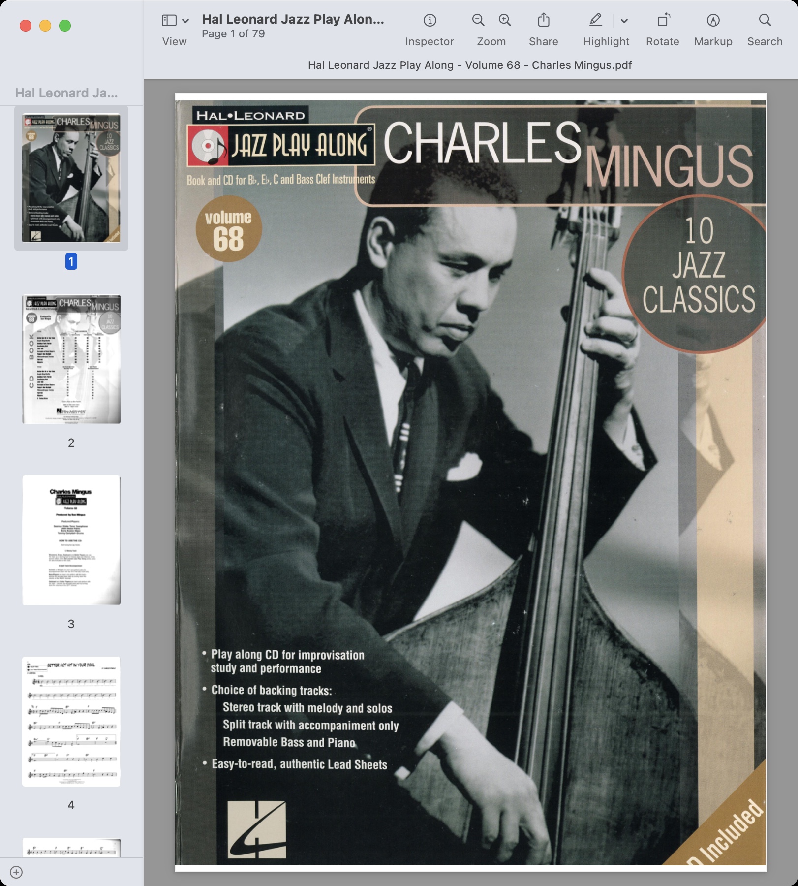 Hal Leonard Jazz Play Along - Volume 68 - Charles Mingus.jpg