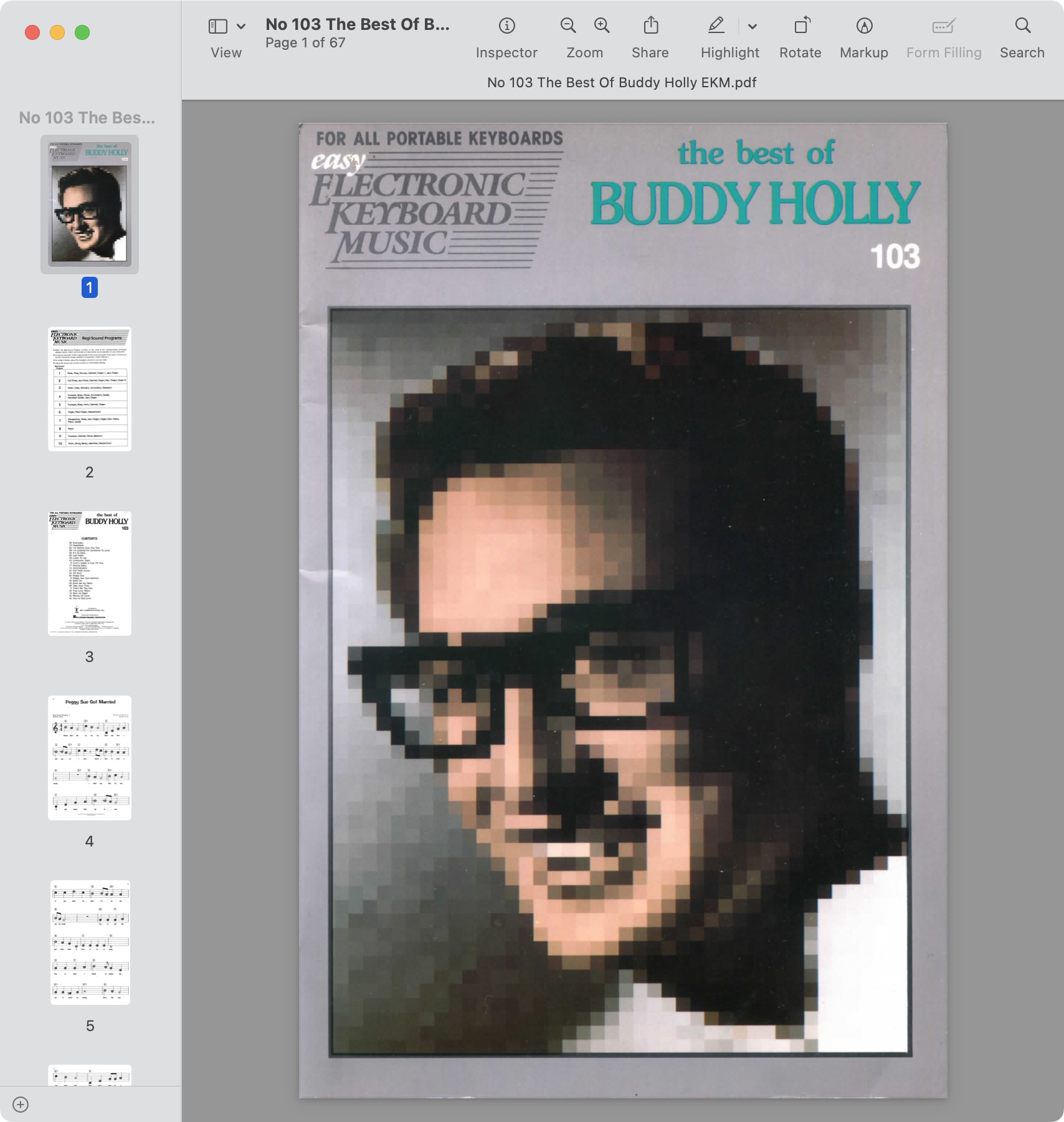 Easy Electronic Keyboard Music - 103 - The Best Of Buddy Holly.jpg